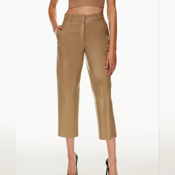 Aritzia Babaton Command Cropped Pant Mid-rise Vegan Leather Pants - Picture 1 of 12